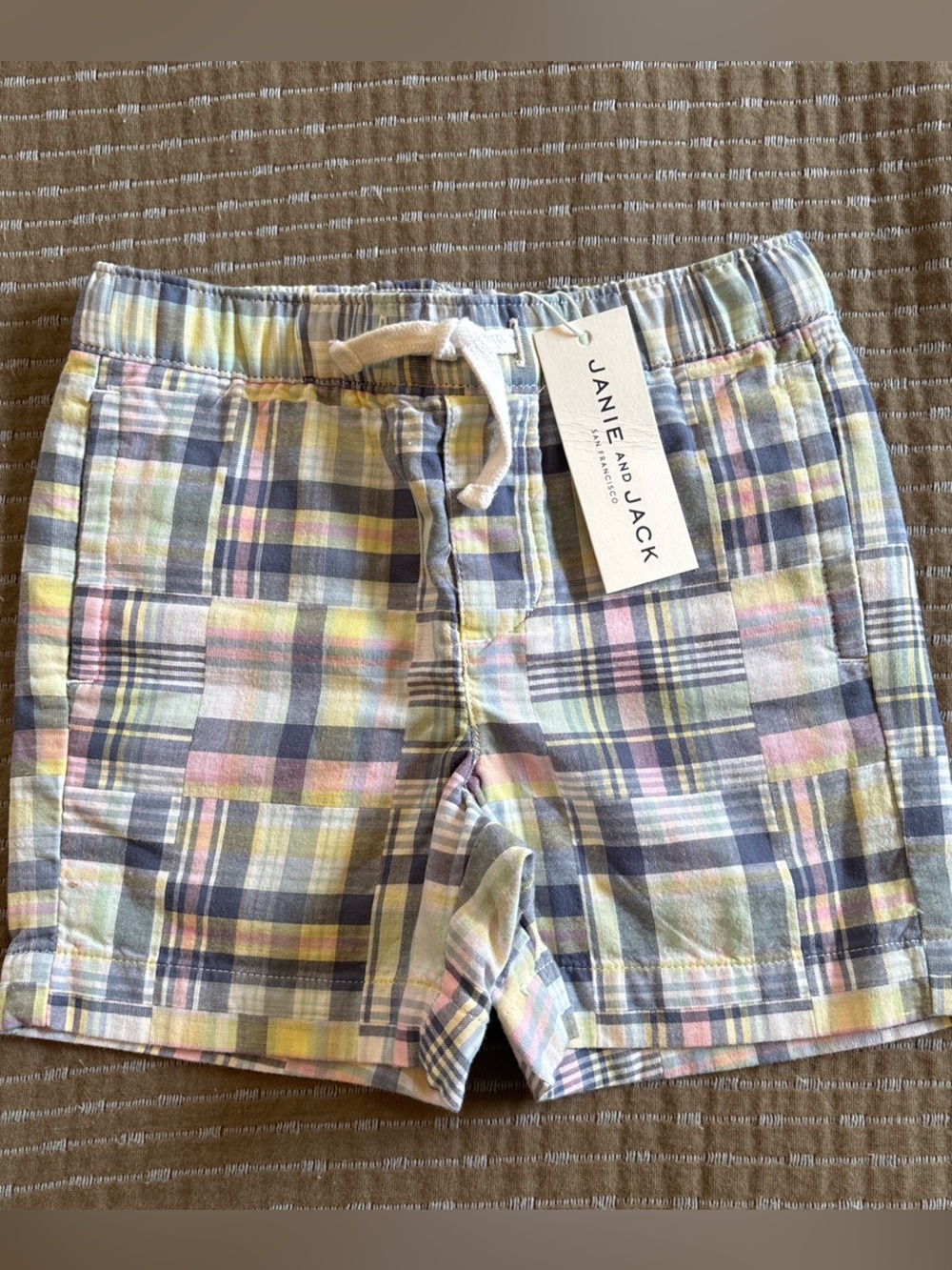 NWT Janie and Jack Boys Size 3 Patchwork Plaid Cotton Shorts